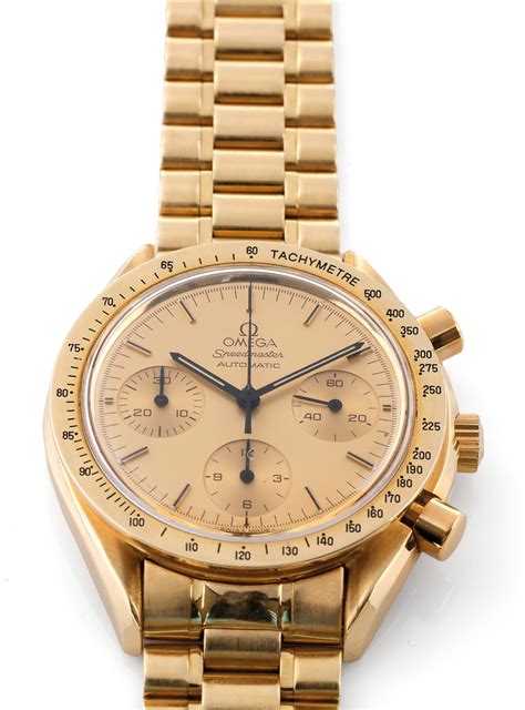 omega speedmaster full gold|solid gold Omega Speedmaster.